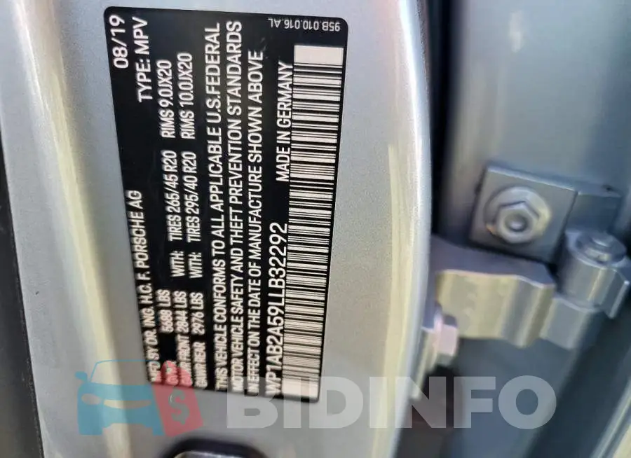 WP1AB2A59LLB32292 Photo# 13