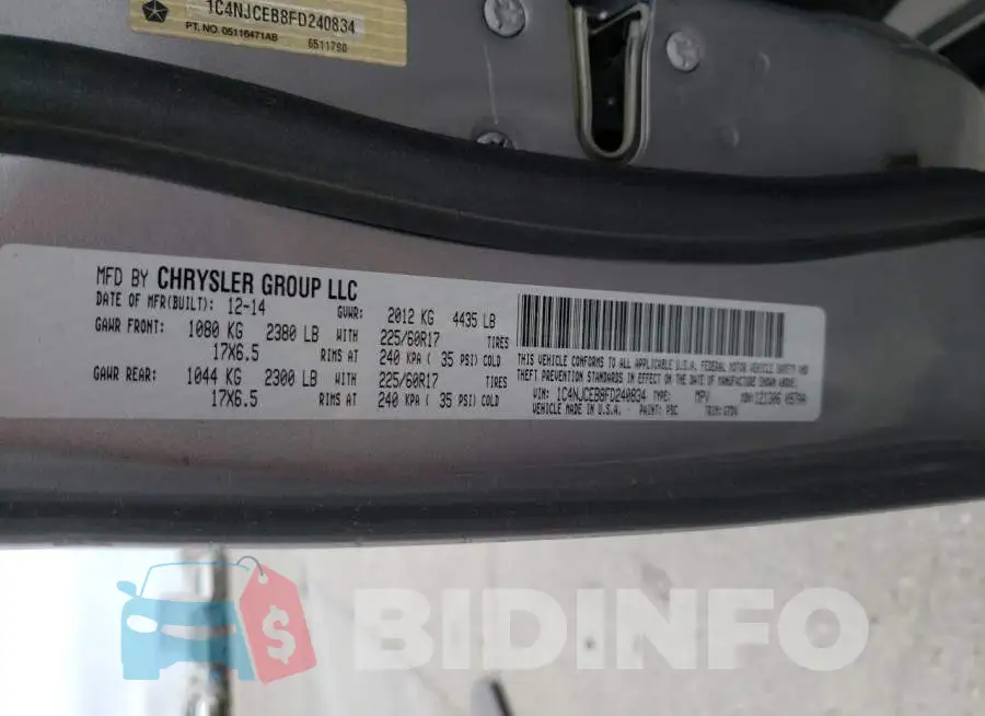 1C4NJCEB8FD240834 Photo# 13