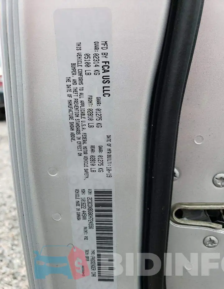 2C3CDXBG6KH724556 Photo# 12