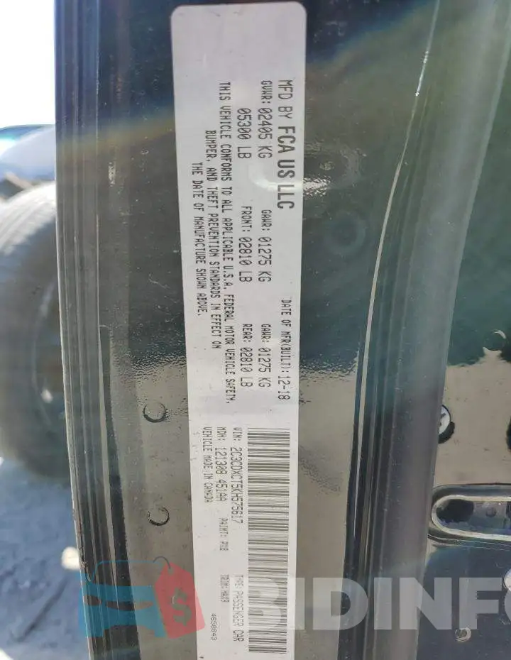 2C3CDXCT5KH575617 Photo# 12