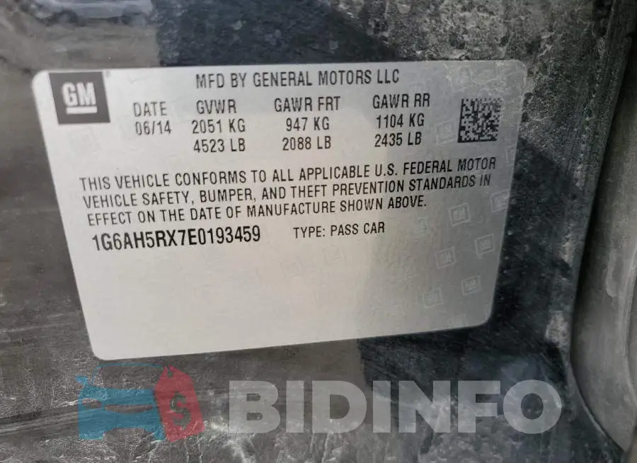 1G6AH5RX7E0193459 Photo# 12