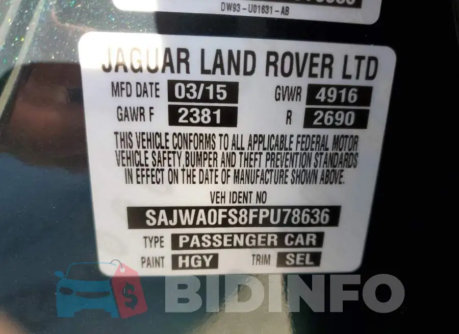 SAJWA0FS8FPU78636 Photo# 12
