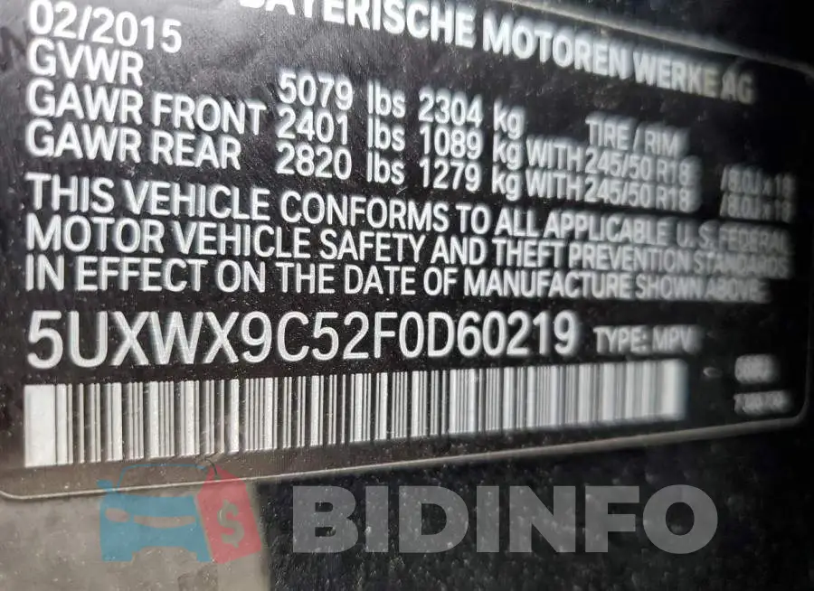 5UXWX9C52F0D60219 Photo# 13