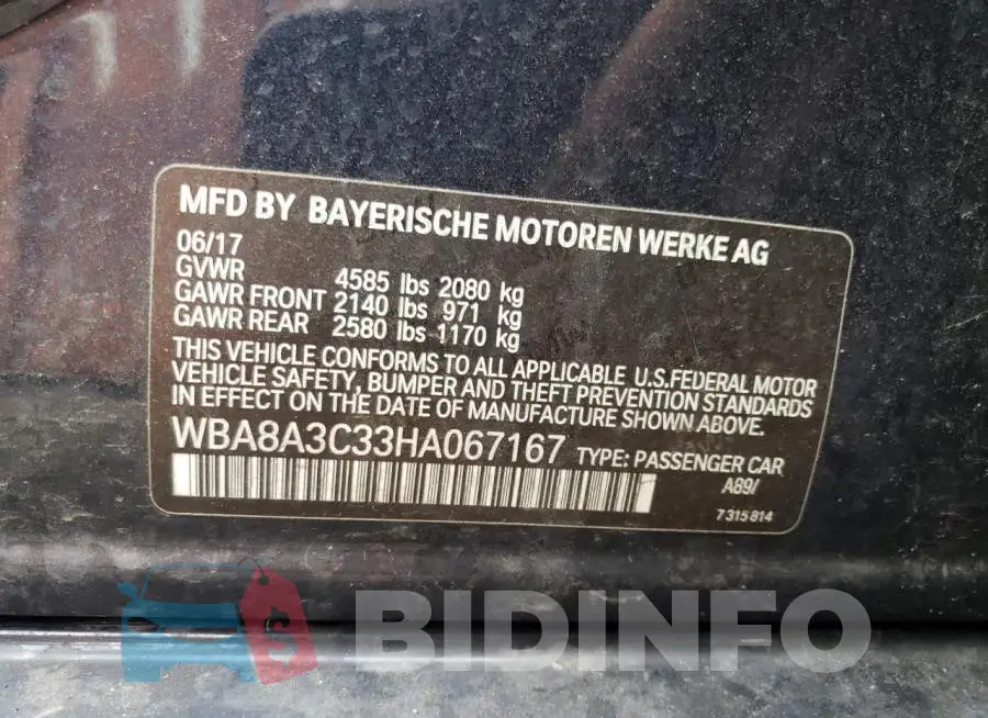 WBA8A3C33HA067167 Photo# 12