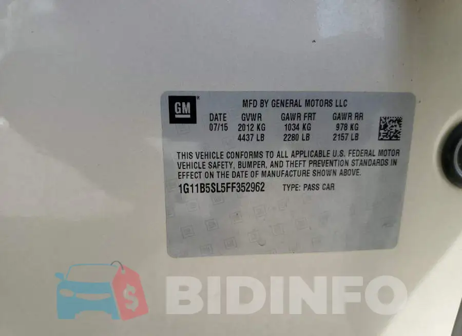 1G11B5SL5FF352962 Photo# 10