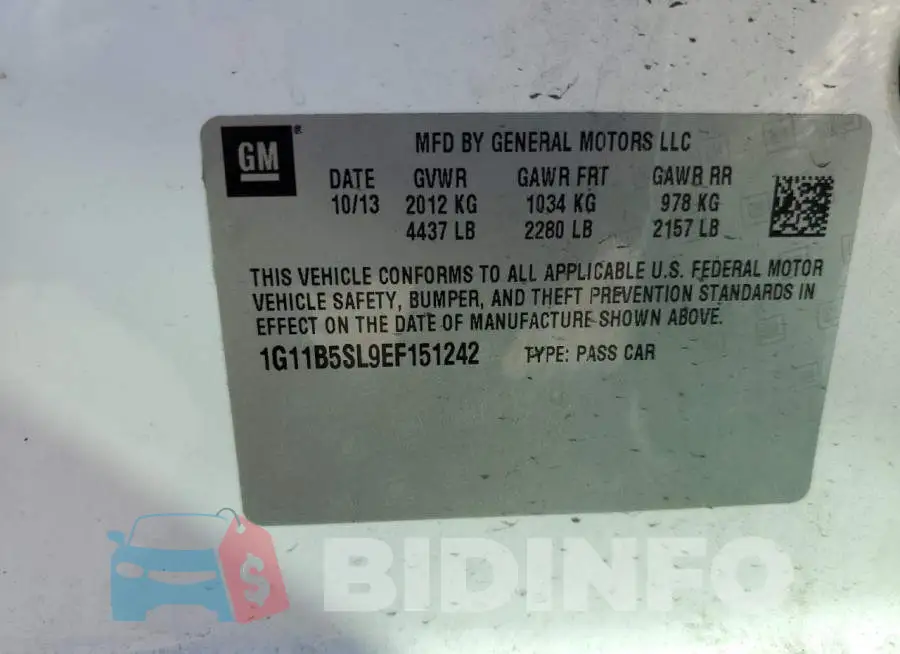 1G11B5SL9EF151242 Photo# 10