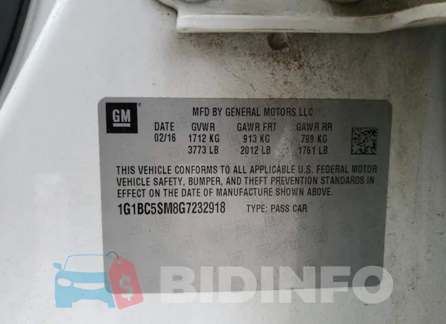 1G1BC5SM8G7232918 Photo# 12