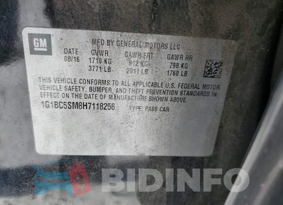 1G1BC5SM8H7118256 Photo# 12