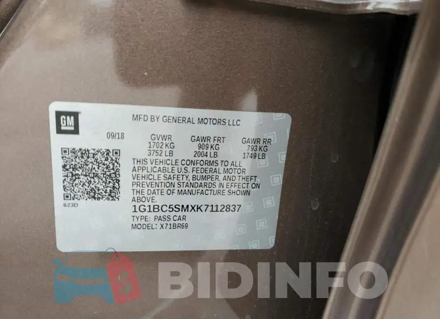 1G1BC5SMXK7112837 Photo# 12
