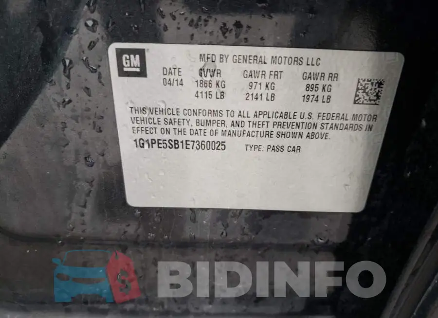 1G1PE5SB1E7360025 Photo# 12