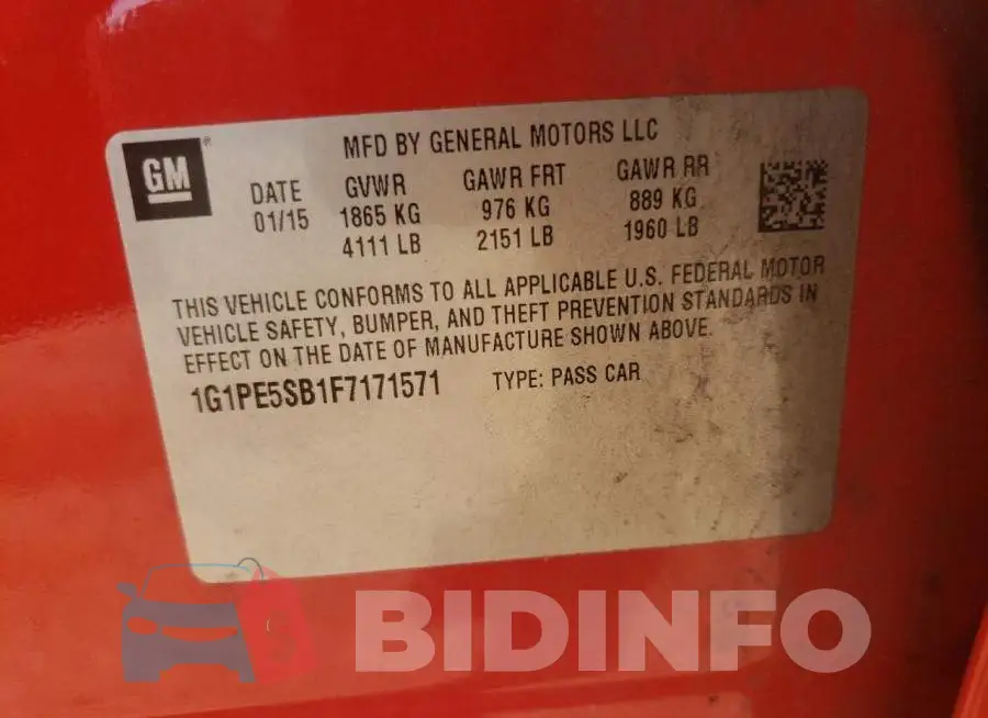1G1PE5SB1F7171571 Photo# 12
