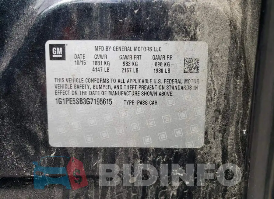 1G1PE5SB3G7195615 Photo# 12