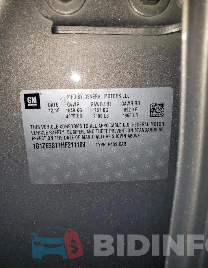 1G1ZE5ST1HF211108 Photo# 12