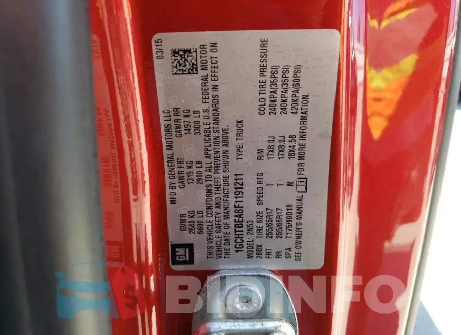 1GCHTBEA8F1191211 Photo# 12