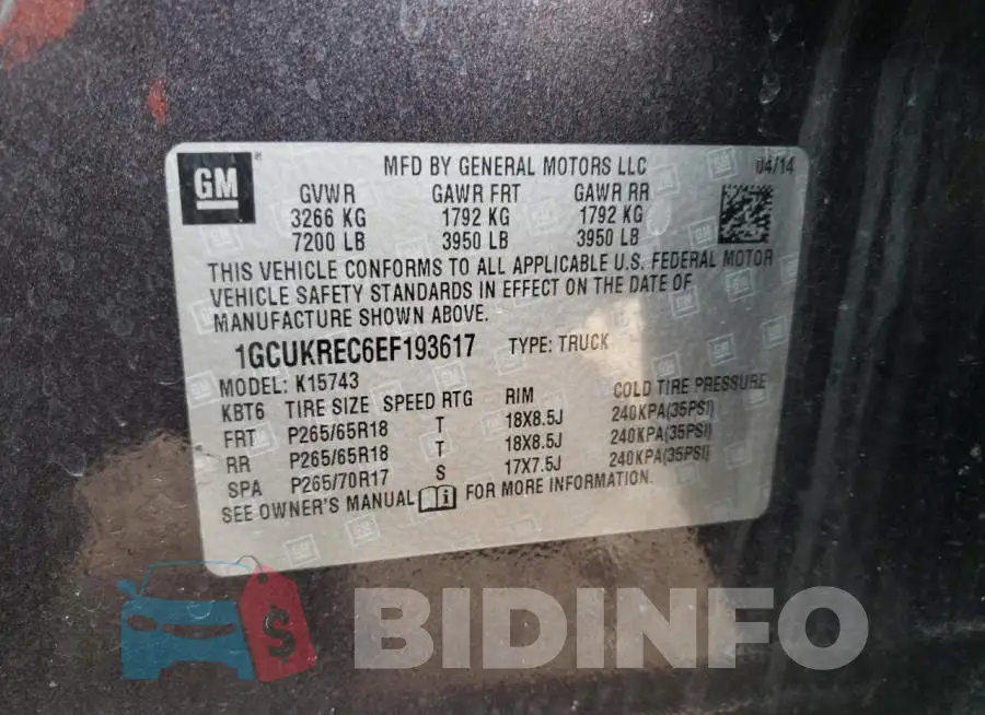 1GCUKREC6EF193617 Photo# 12
