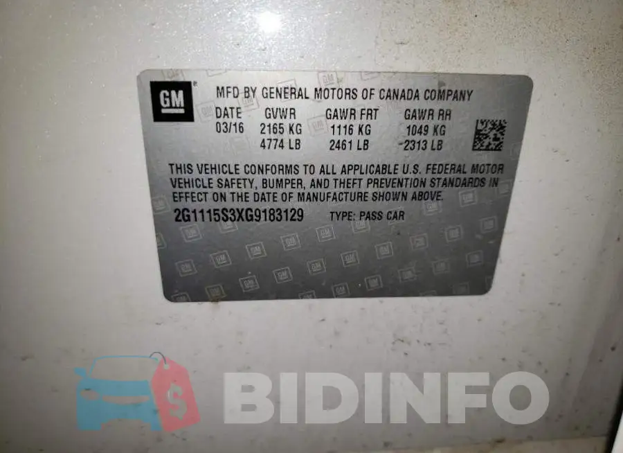 2G1115S3XG9183129 Photo# 13