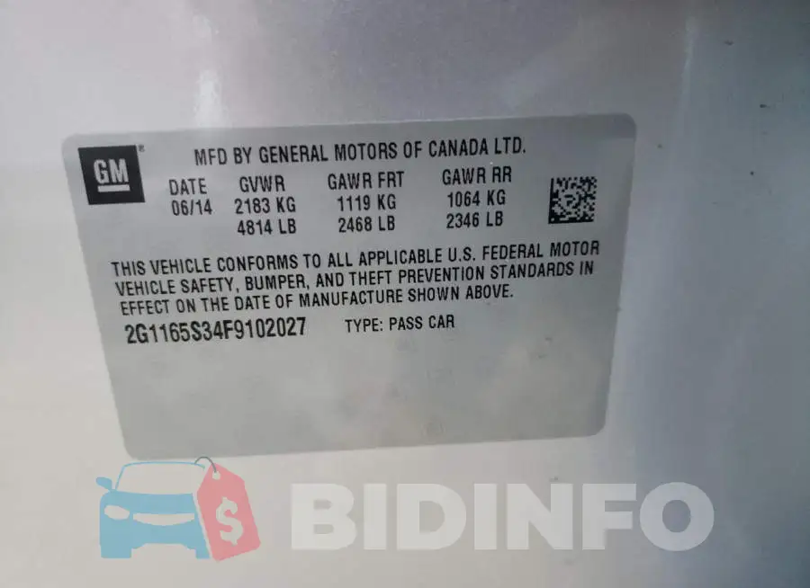 2G1165S34F9102027 Photo# 12