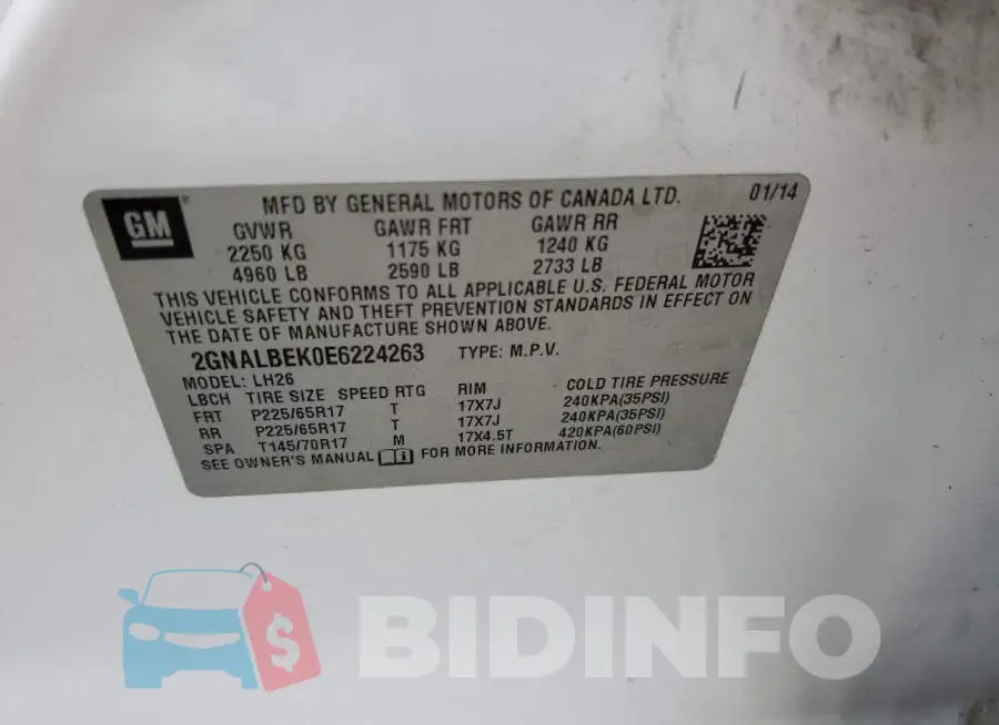 2GNALBEK0E6224263 Photo# 13