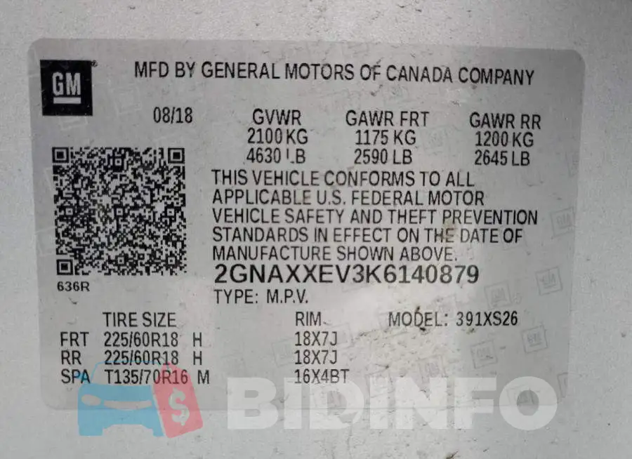 2GNAXXEV3K6140879 Photo# 14