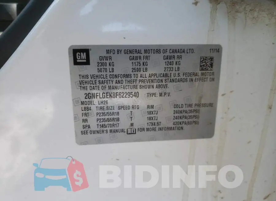 2GNFLGEK8F6229540 Photo# 12