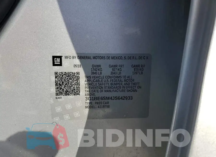 3G1BE6SM4JS642933 Photo# 12