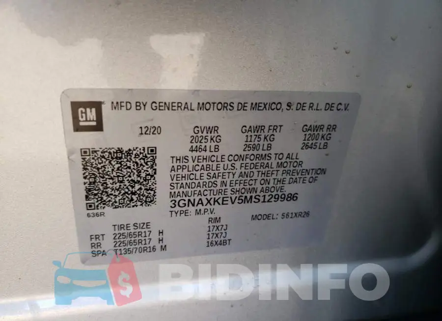 3GNAXKEV5MS129986 Photo# 13