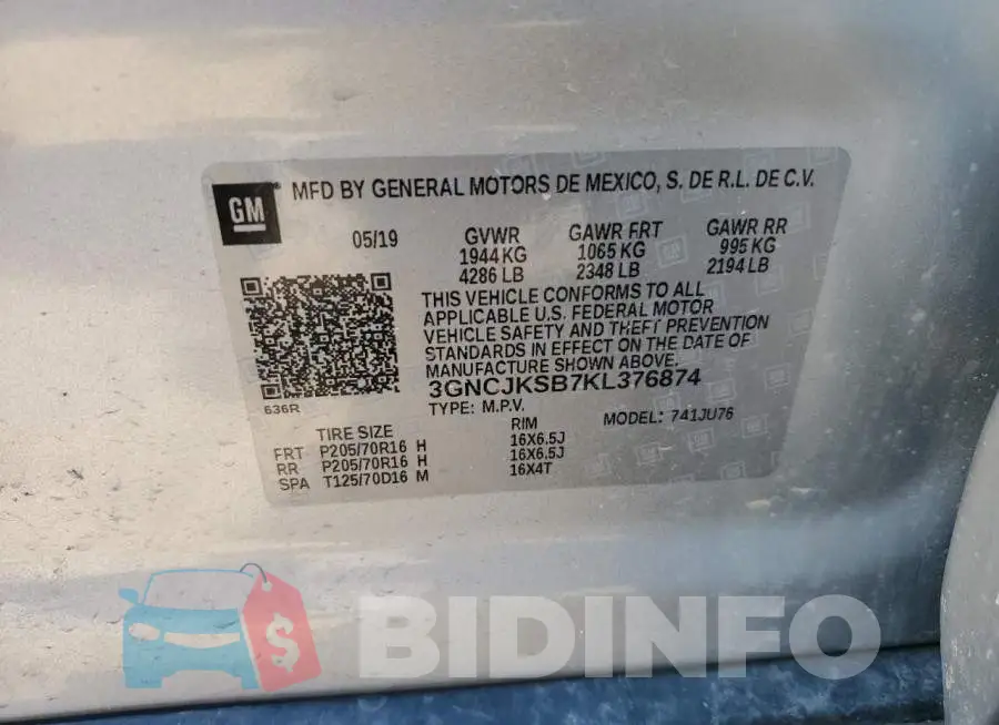3GNCJKSB7KL376874 Photo# 12