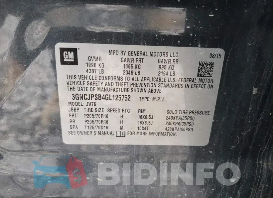 3GNCJPSB4GL125752 Photo# 13