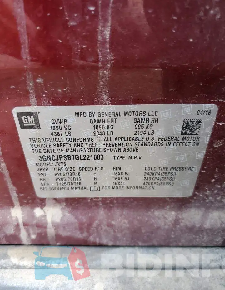 3GNCJPSB7GL221083 Photo# 13