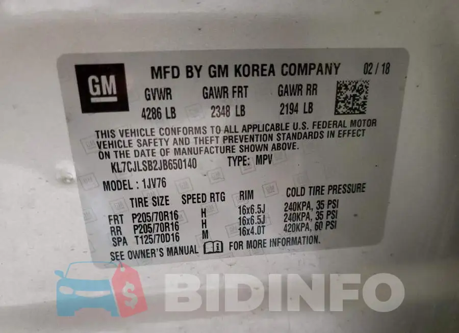 KL7CJLSB2JB650140 Photo# 13