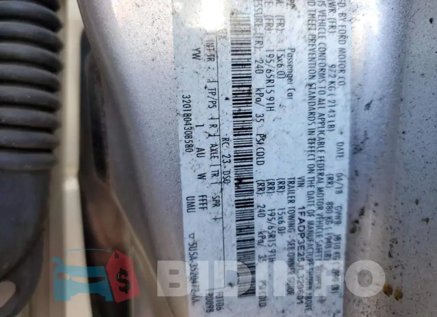1FADP3E25JL329601 Photo# 14
