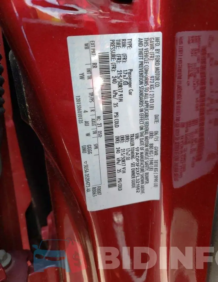 1FADP3F2XFL321662 Photo# 12