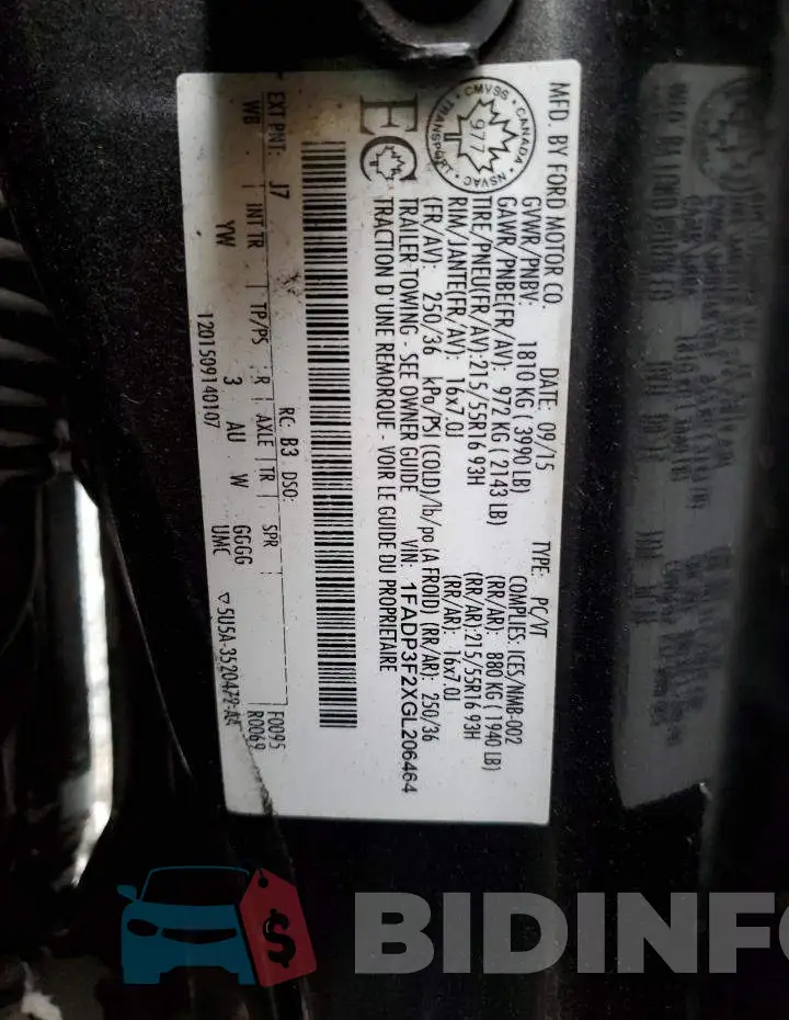 1FADP3F2XGL206464 Photo# 13