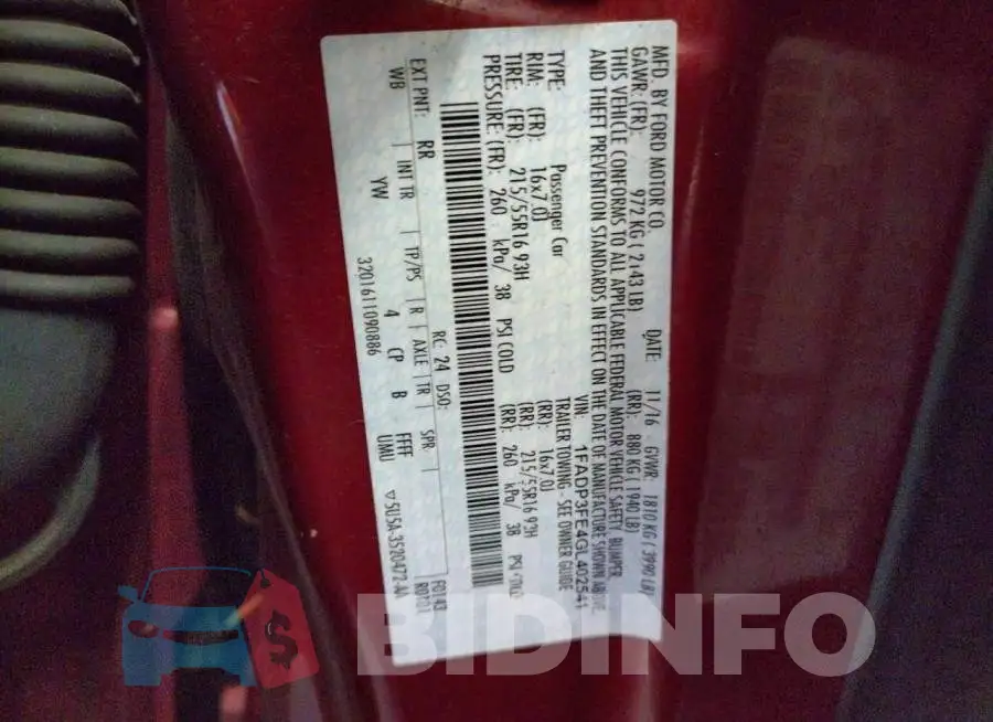 1FADP3FE4GL402541 Photo# 12