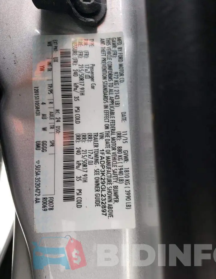 1FADP3K29GL232897 Photo# 12