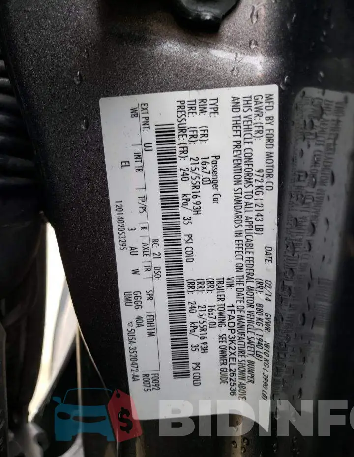 1FADP3K2XEL262536 Photo# 12