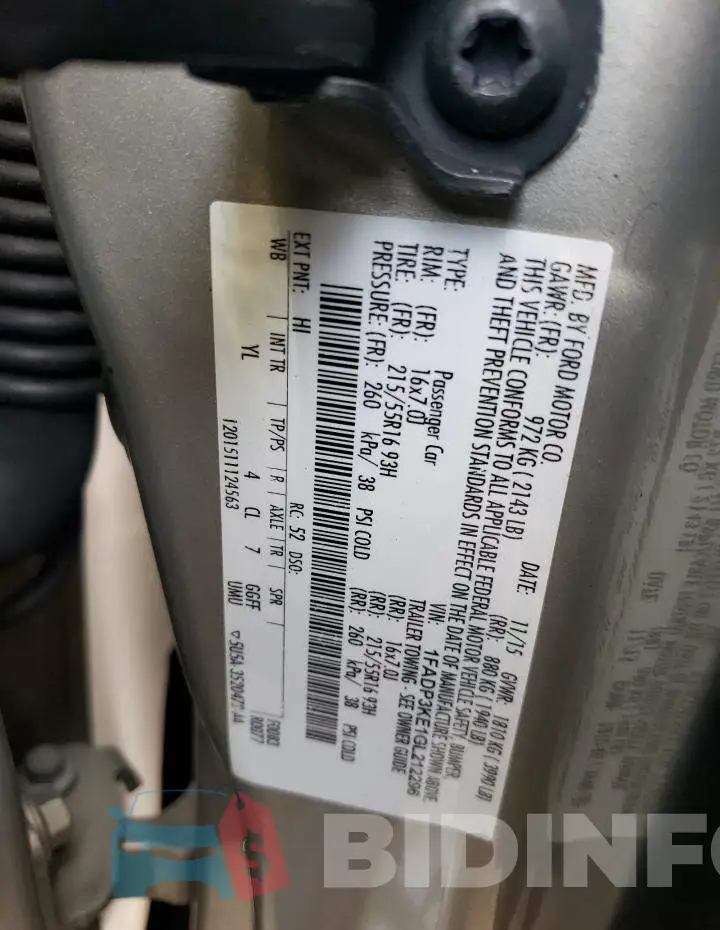 1FADP3KE1GL212296 Photo# 12