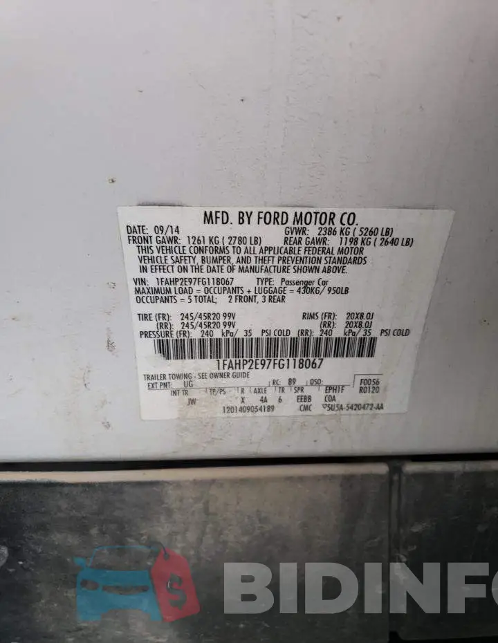 1FAHP2E97FG118067 Photo# 12