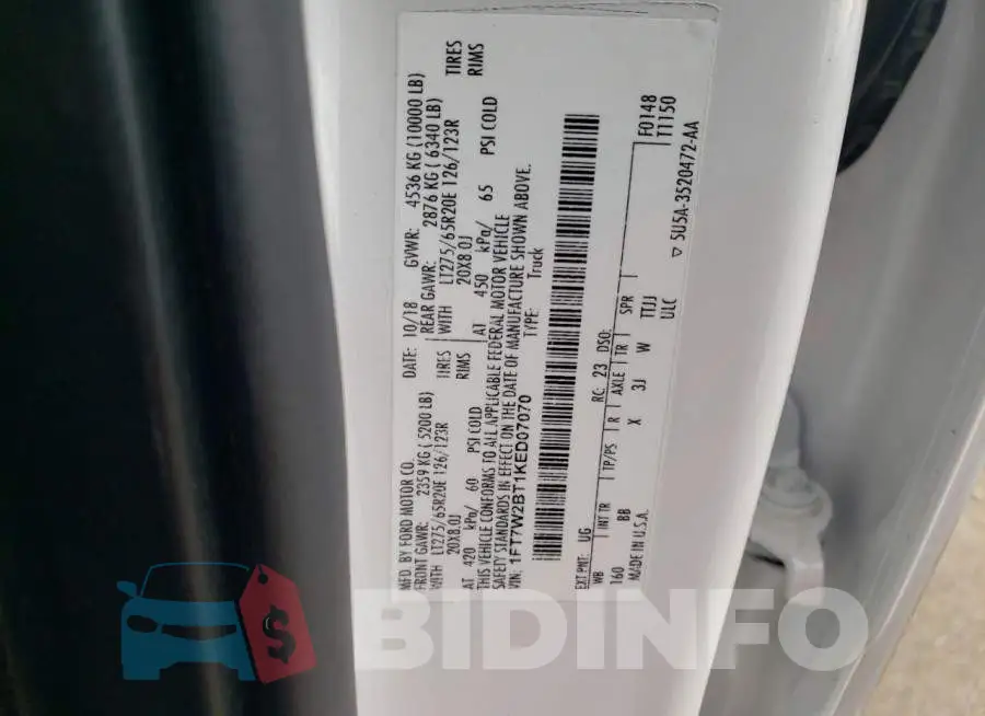 1FT7W2BT1KED07070 Photo# 12