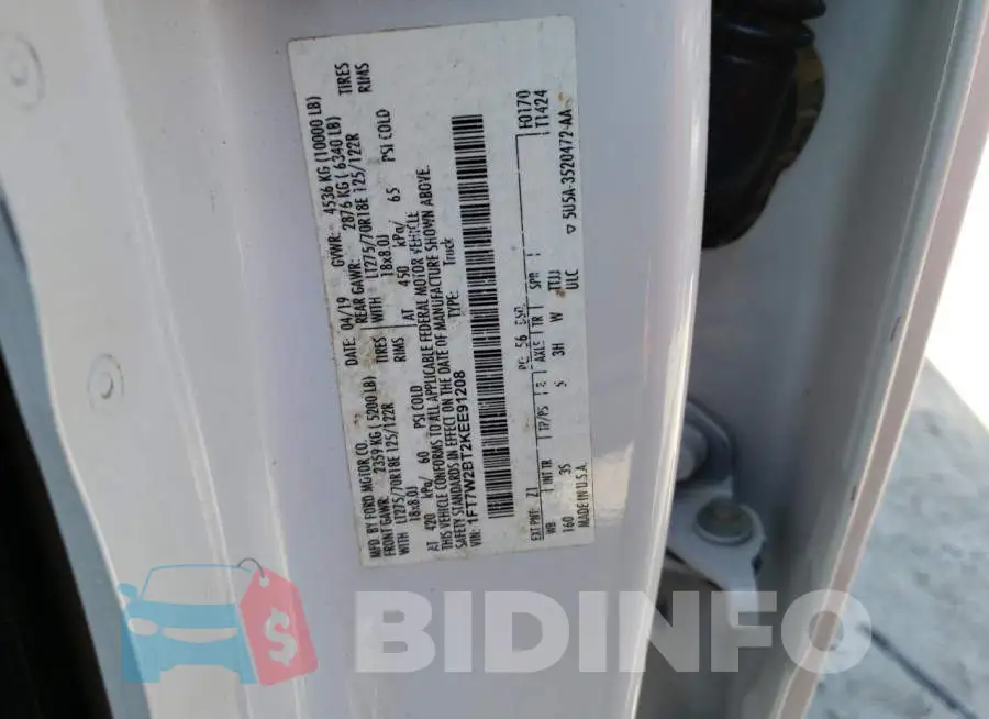 1FT7W2BT2KEE91208 Photo# 12