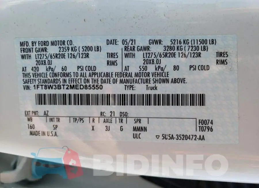 1FT8W3BT2MED85550 Photo# 12
