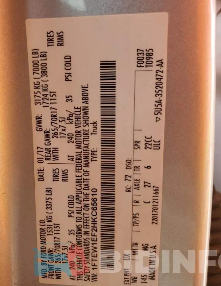1FTEW1EF2HKC65610 Photo# 12