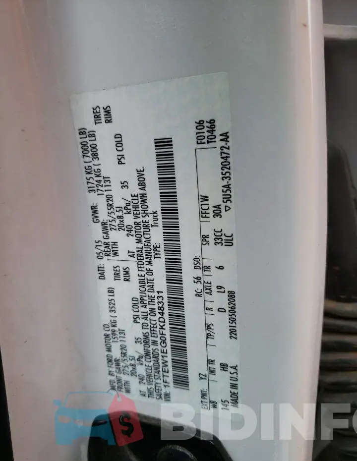 1FTEW1EG0FKD48331 Photo# 12