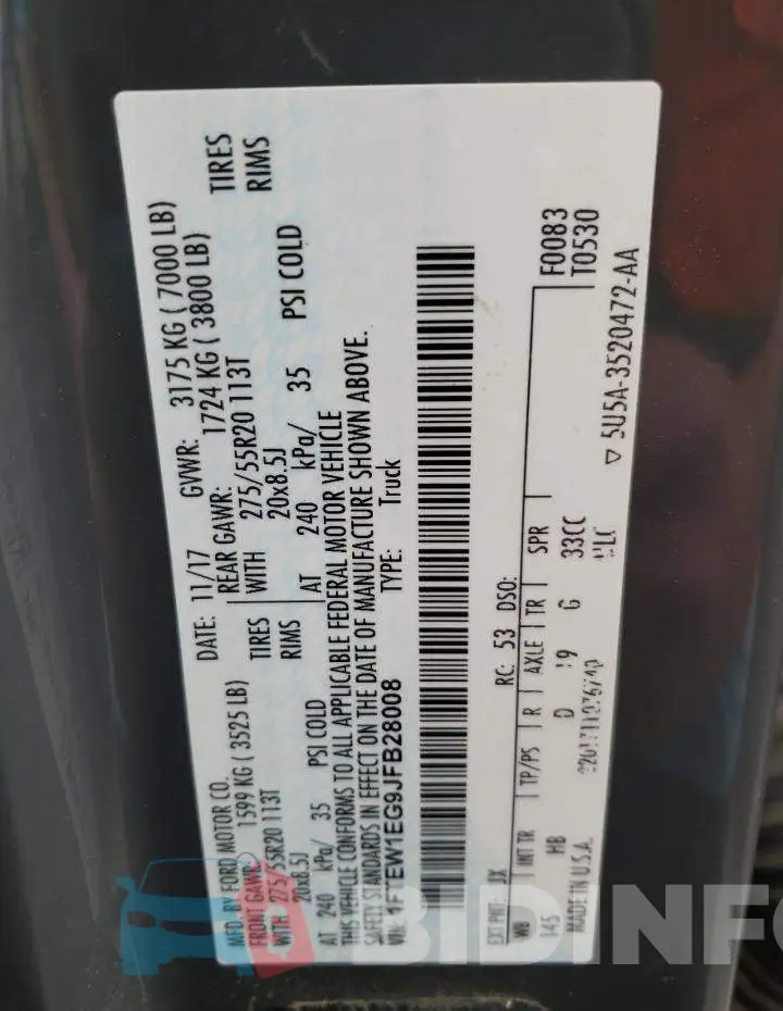 1FTEW1EG9JFB28008 Photo# 12