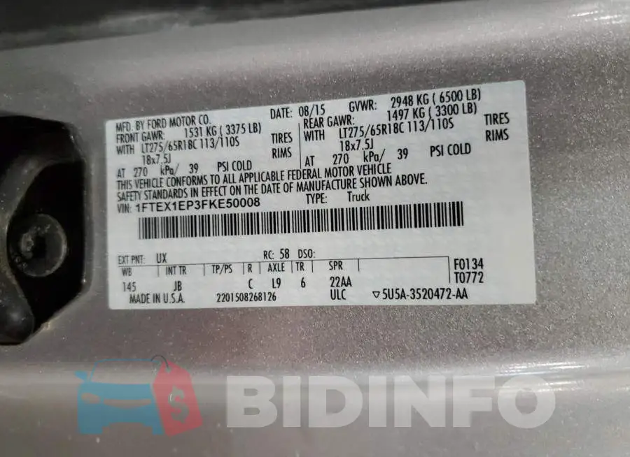 1FTEX1EP3FKE50008 Photo# 12