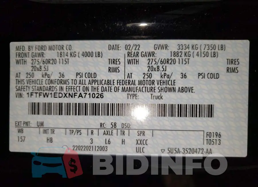 1FTFW1EDXNFA71026 Photo# 12