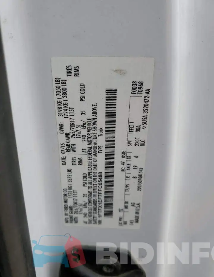 1FTFX1EF7FFC05488 Photo# 12