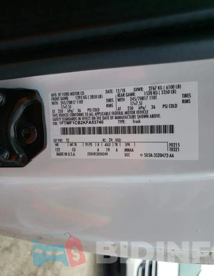 1FTMF1CB2KFA53740 Photo# 10