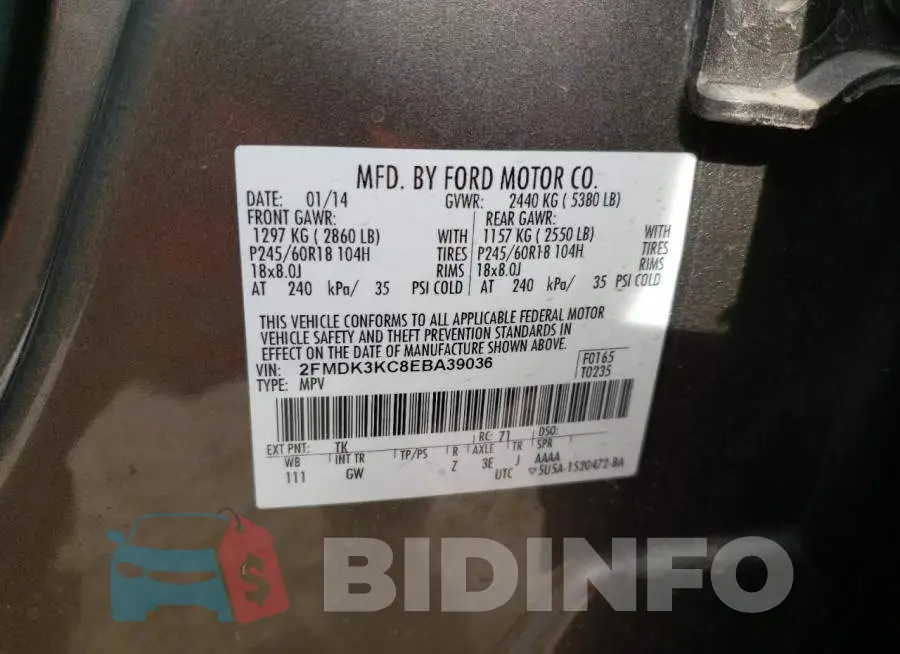 2FMDK3KC8EBA39036 Photo# 13