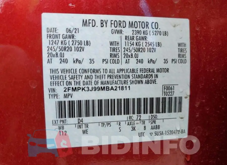 2FMPK3J99MBA21811 Photo# 14